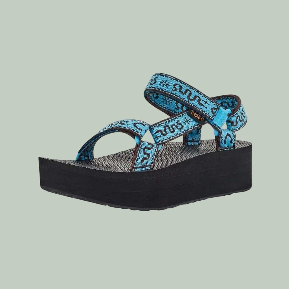 Teva Universal Flatform Sandals Bright Aqua Bandana Women's 10 NEW